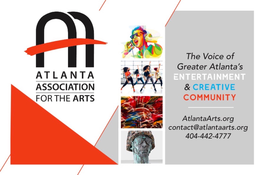 Atlanta Association for the Arts brand card with contact details